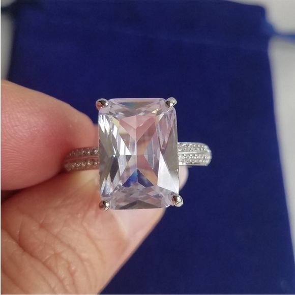 Swarovski Jewelry - Swarovski Elements 925 Sterling Silver 6ct Emerald-cut Solitaire Ring NEW